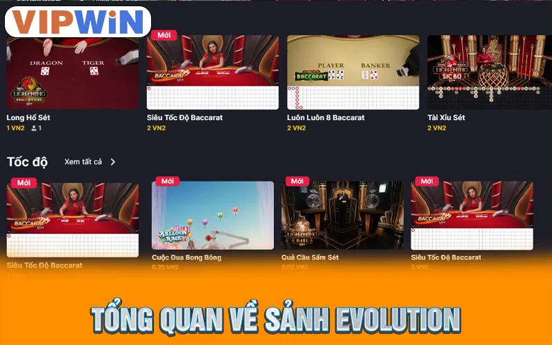 Tổng quan về sảnh Evolution